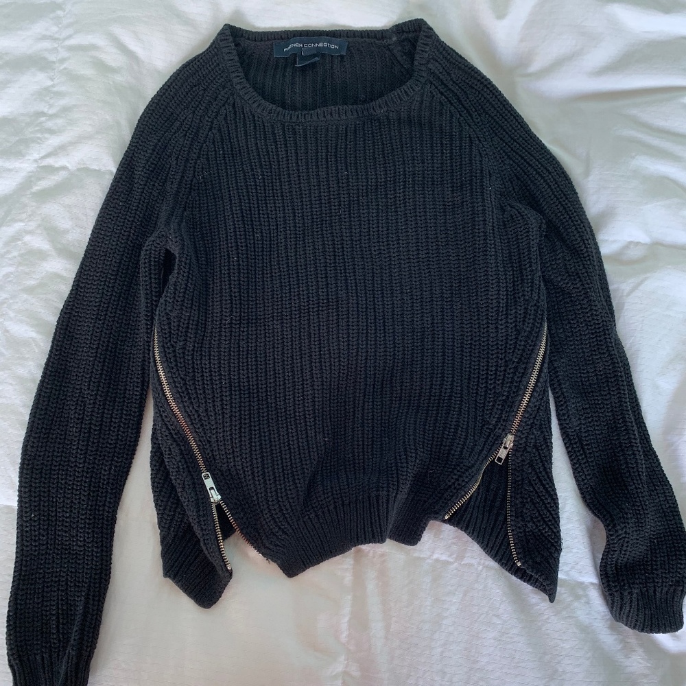French Connection Black Zipper Sweater